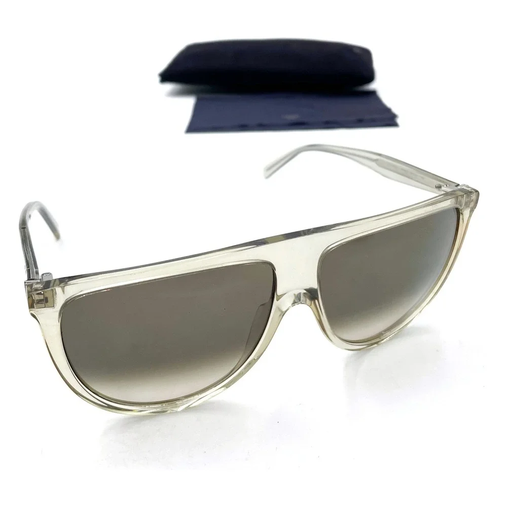 Celine Thin Shadow Sunglasses Oversized Flat Top Translucent Acetate‎ Gray